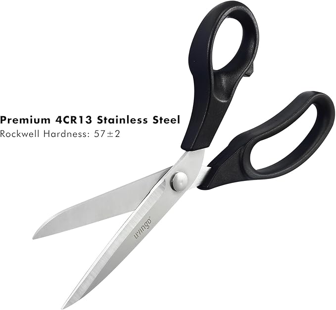 LIVINGO 10.5??Bent Fabric Scissors, Stainless Steel Heavy Duty Sharp Sewing Shears for Tailor Sewing Crafting Cutting Cloth, Leather, Paper