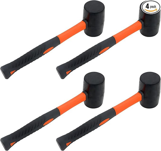 SOUJAP 4 Pack 16oz Rubber Mallet Hammer, 500g Black Rubber Flooring Hammer for Tiling, Paving Slabs, Floor