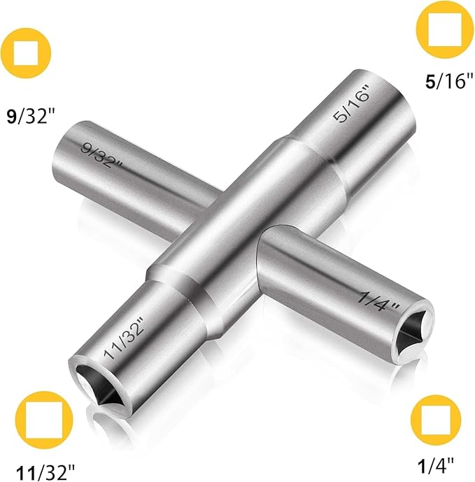 4 Way Sillcock Key Wrench Set, Multi-functional Utilities Water Key, Fits Most Sillcock, Stopcock, Water Spigots, Wall-hydrant, Control Cabinet and Valves, 2-Pk