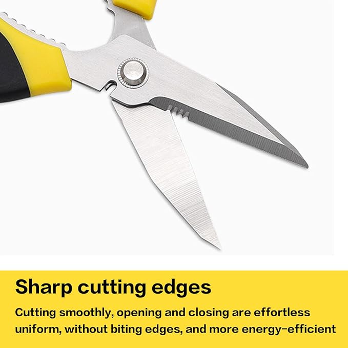 Heavy Duty Utility Scissors 8-Inch ??Multipurpose All Purpose Scissors with Serrated Blades for Cutting Carpet, Cardboard, Wire, Leather, Fabric ??Sharp Kitchen, Office & Craft Shears