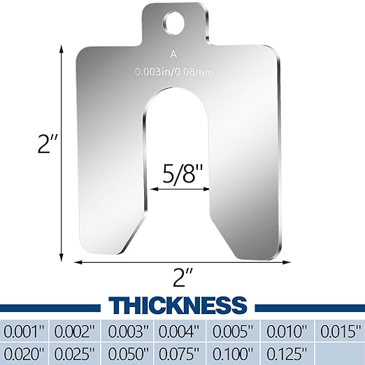 Shimeyao 260 Pcs Size A 2" x 2" Stainless Steel Slotted Shims Kit Metal Shims Stock for Leveling Assortment with Storage Box for Machinist Motor Door Shop Kit Replacement Pack