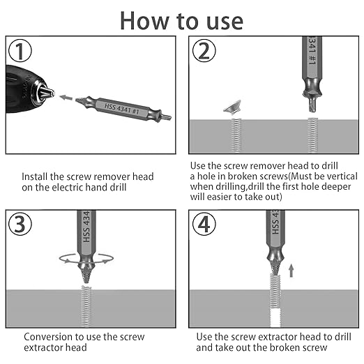 5-Piece HSS Screw Extractor Set, Professional Grade Drill Bit Kit for Damaged Screws, Grey Industrial Finish, Sizes 0-4, with Storage Case