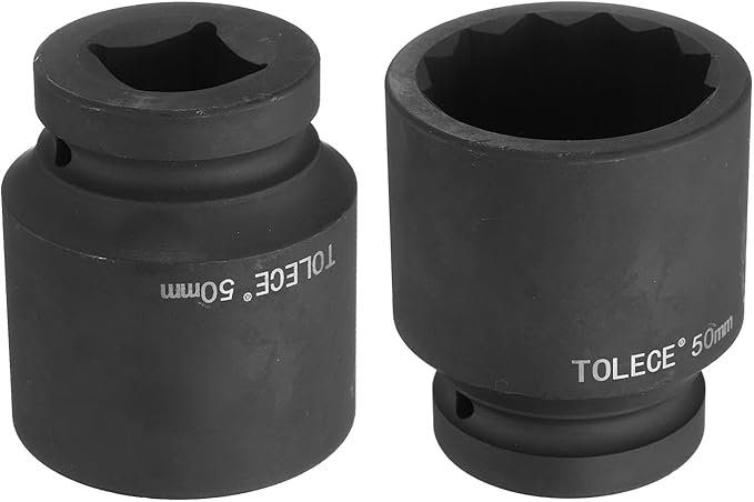 uxcell 1" Drive 50mm 12-Point Impact Socket, CR-MO Steel 80mm Length, Standard Metric Sizes
