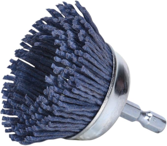 Century Drill & Tool 77223 2" Fine Nylon End Brush, 150 Grit, 1/4" Quick Change Shank, 4,500 RPM - Nylon Bristles for Metal, Wood, Plastic, Masonry