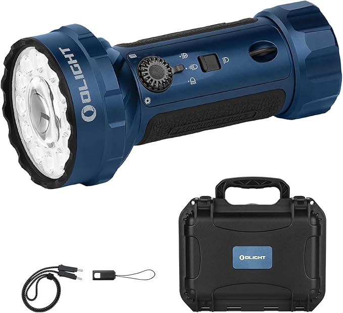 OLIGHT Marauder Mini 2 Bright Flashlight 10,000 Lumen with 750 Meters Beam Distance, Rechargeable Light with Dual Charging & 5 Lighting Modes for Outdoor, Camping, Emergencies (Midnight Blue)