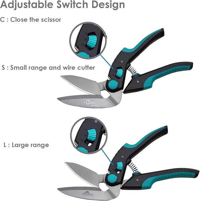 10 inch Heavy Duty Scissors, Multipurpose, Stainless Steel, Serrated Blade, Industrial Shears for Carpet, Cardboard and Recycle, Soft Grip, Easy Cutting Thick Paper, Leather, Sewing Fabric