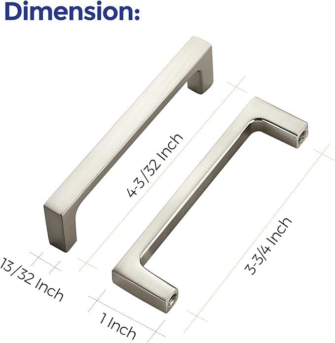 Ravinte 30 Pack Solid 3-3/4 Inch Kitchen Square Cabinet Handles Brushed Nickel Pulls Drawer Pulls Cabinet Hardware Kitchen Handles