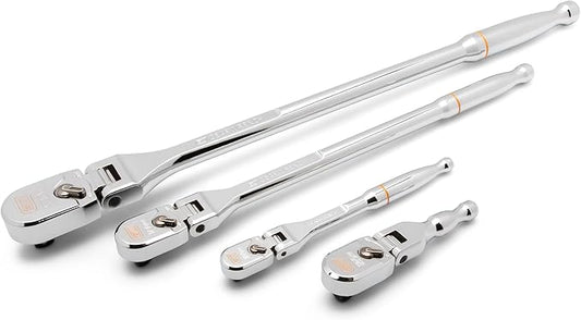 GEARWRENCH 4 Piece 1/4", 3/8", and 1/2" Drive 120XP Full Polish Flex Handle Teardrop Ratchet Set | 81230XP