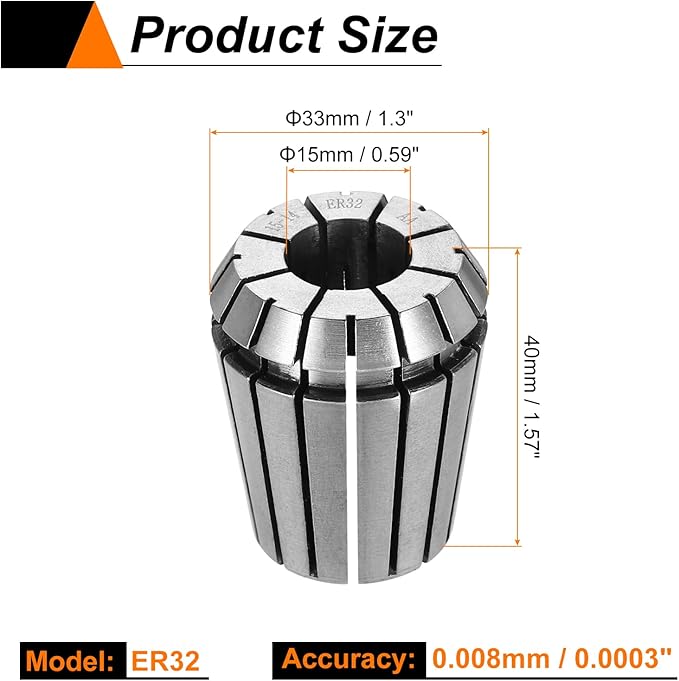 HARFINGTON Spring Collet Chuck ER32 15mm 65Mn Spring Steel Precision Router Collets for CNC Engraving Milling Lathe Tool
