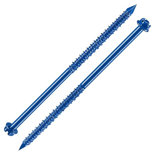 Wensilon(30 PCS) 1/4" * 5" Slotted Hex Concrete Screws Anchor Blue Hexagon Head for Anchoring to Masonry, Block or Brick Stucco