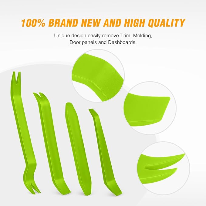 GOOACC Auto Trim Removal Tool Kit No-Scratch Tool Kit for Car Audio Dash Window Molding-4PCS (Green)