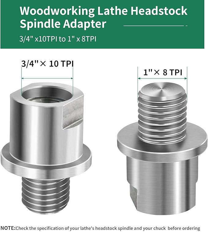 Lathe Headstock Spindle Adapter,Converts 3/4" x 10TPI to 1" x 8TPI for Woodworking Lathe