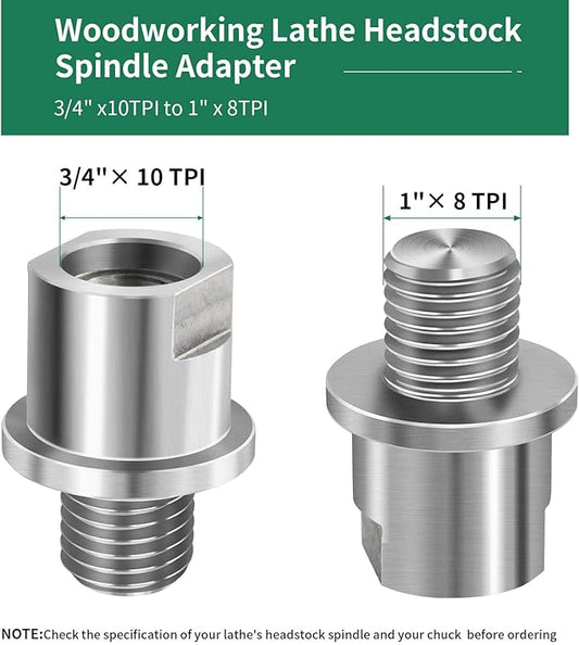 Lathe Headstock Spindle Adapter,Converts 3/4" x 10TPI to 1" x 8TPI for Woodworking Lathe