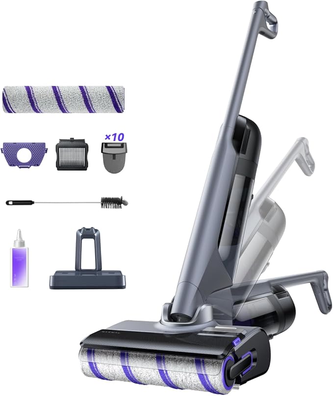 NARWAL S30 Pro Wet Dry Vacuum Cleaner with 20000Pa Suction, Cordless Vacuum Mop for Hard Floors, Tangle-Free Hair-Cutting, 180째 Lie Flat, 194째F Self-Cleaning, Disposable Waste Bag, Edge Cleaning