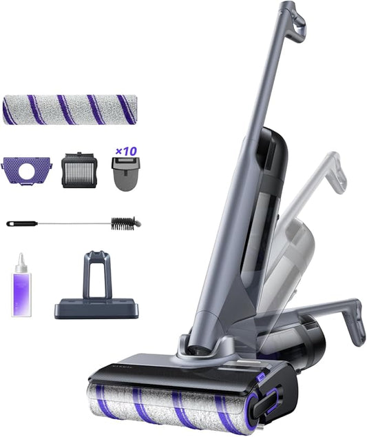 NARWAL S30 Pro Wet Dry Vacuum Cleaner with 20000Pa Suction, Cordless Vacuum Mop for Hard Floors, Tangle-Free Hair-Cutting, 180째 Lie Flat, 194째F Self-Cleaning, Disposable Waste Bag, Edge Cleaning