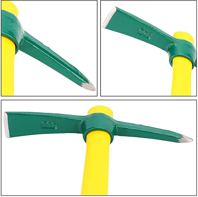 ZOENHOU 2 PCS 15-Inch Solid Pick Mattock, Forged Garden Pick, Weeding Mattock Hoe Agriculture Hand Tools with Heavy-Duty Fiberglass Handle for Weeding Cultivating Camping Prospecting