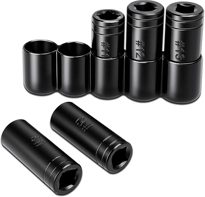 71670 Large Tap Socket Set, Socket Wrench Set with Vinyl Tap Holder, 5/8" to 1" & Metric, 1/2" Square Drive Taps Sockets Adapter for Tap and Die, Extensions, Tight Spaces