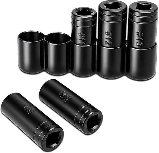 71670 Large Tap Socket Set, Socket Wrench Set with Vinyl Tap Holder, 5/8" to 1" & Metric, 1/2" Square Drive Taps Sockets Adapter for Tap and Die, Extensions, Tight Spaces