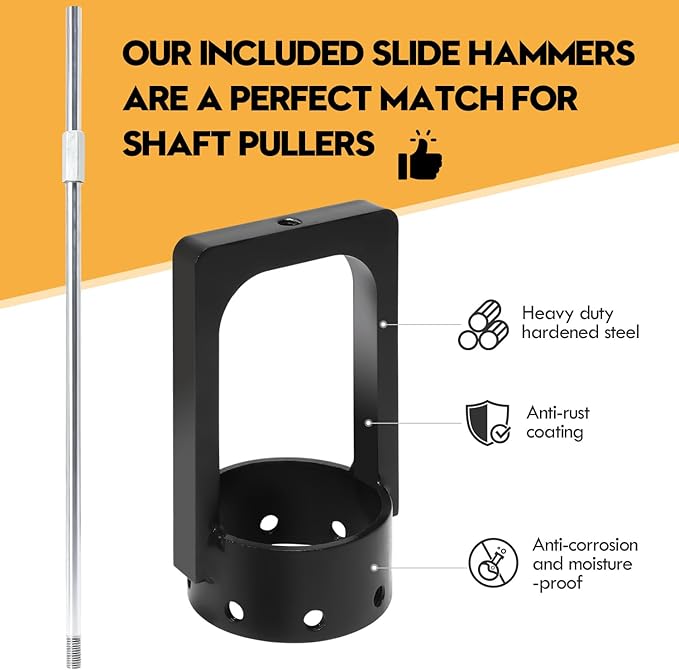 3.75 inch CV Axle Shaft Puller Tool Kit 竊똗TV/ATV CV Axle Removal Tool竊똇eavy Duty Axle Puller with Slide Hammer for Cars, Trucks, ATV & UTV - CV Joint & Driveshaft Removal Tool Set