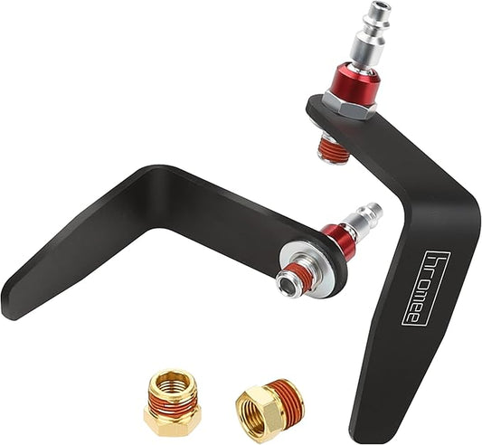 Hromee Pneumatic Tool Rafter Hook Hanger with 1/4" Swivel Air Fittings, L-Shaped Hook for Air Nailer, Air Hammer, Air Blow Gun with 1/4??Female to 3/8??Male Adapter 2 Pieces