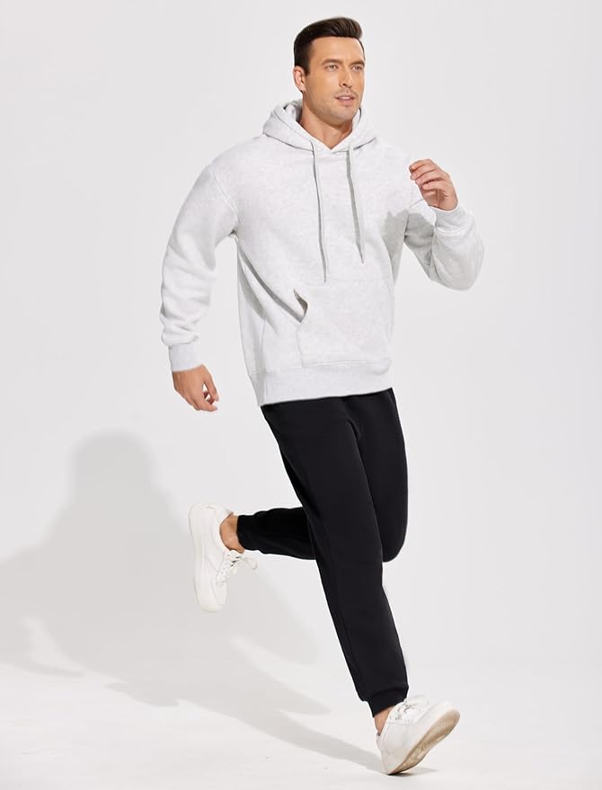 PINSPARK Men's Fleece Joggers with Zipper Pockets Tapered Sweatpants Cotton Sweat Pants for Mens Heavyweight Lounge Pants