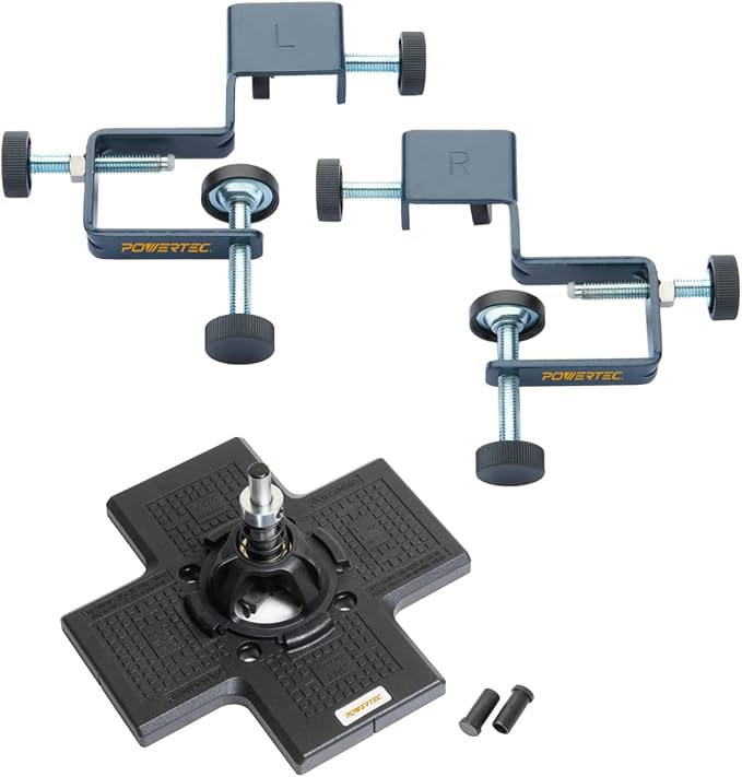 POWERTEC 72222 Cabinet Hinge Jig w/Drawer Front Installation Clamps Kit, Concealed Hinge Jig w/ 35mm Forstner Bit, Drawer Face Clamp for Cabinet Door Mounting, Cabinet Hardware & Drawer Front Panel