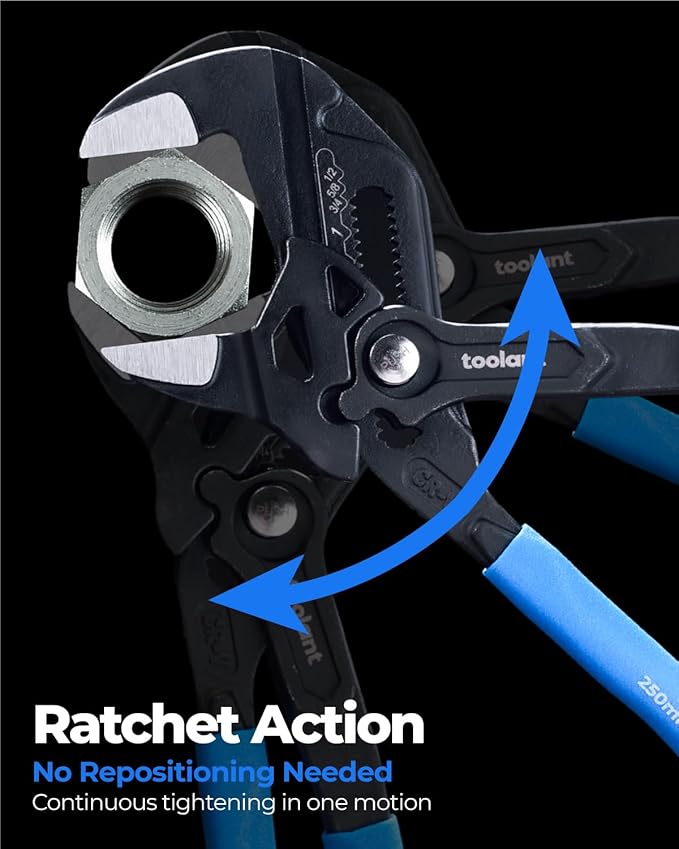 toolant 12-INCH Plier Wrench, CR-V Construction Adjustable Wrench With Pouch, Black Finish Smooth Jaw Pliers, Parallel Jaws with Comfortable Grips, Suitable for All Types of Nuts, Water Pipes, etc