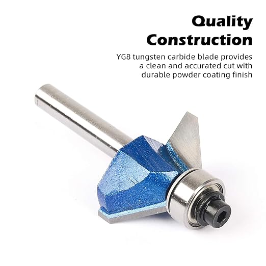 KOWOOD Plus 45 Deg Round Over Router Bit Set, 1/4 Inch Shank, Radius in 1/8?? 5/32?? 3/16?? 1/4?? with Updated Kowood C3 Carbide. Great for Round Edges, Ideal for Table, Drawer or Cabinet Edges