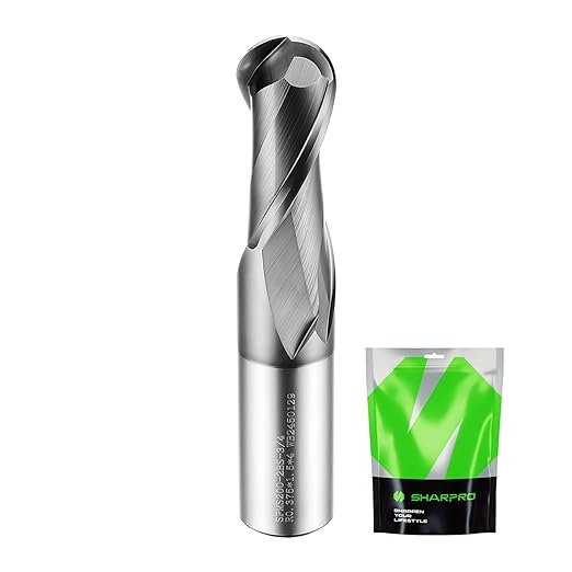 Extra Long Ball Nose End Mill 2 Flute 3/4 Inch SHK. and Cutting Dia. 3D Carving, High-Speed and Deep Cutting, AlCrN Coated, Apply for Alloy Steel, Stainless Steel and Various Cast Iron.