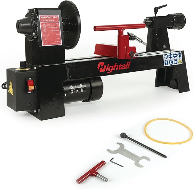 Wood Lathe Machine, 8x 12 inch Benchtop Wood Lathe,1/3 HP Infinitely Variable Speed 750-3200 RPM,for Woodworking, Woodturning