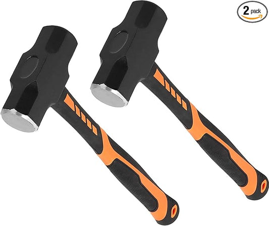 JOIKIT 2 PCS 4lb Sledge Hammer, 14.5 Inch Drilling Crack Hammer with Forged Steel Head and Non-Slip Handle, Solid Construction for Demolition Work