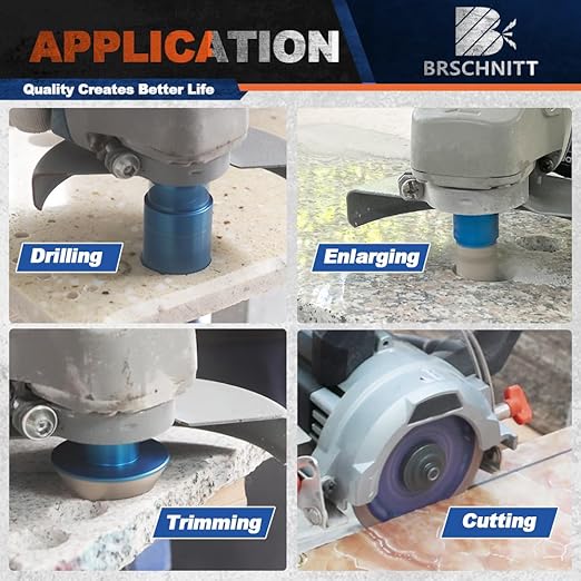 Diamond Core Drill Bit Set - BRSCHNITT Tile Hole Saw Kit 1" 1-3/8"1-3/4"2-1/2"3" & 4/5" Finger Bit & 2" Chamfer Bit for Porcelain Tile Ceramic Marble Granite Diamond Blade