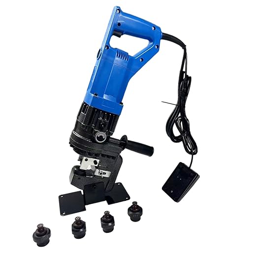 110V 1200W Hydraulic Electric Hole Puncher Knockout Punching Machine Set with 5 Dies Electric Hydraulic Punching Tool Hole Puncher for Metal Steel Plate Iron Plate Aluminum Plate