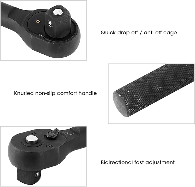 1" Ratchet with 13" Long Handle, Heavy Duty Quick Release Reversible Switch Full Polish Grip Drive Ratchet Socket Wrench, Gifts for Men & Dad, 18.9 Inch Overall Length