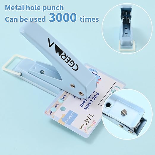 Single Hole Puncher, 3 Pack 竊?1/4" Hole, 50% Labor Savings, Heavy Duty Metal Punch, 15 Sheet Capacity, for ID Cards, Chipboard, Art Project, Crafts Easy Punching,