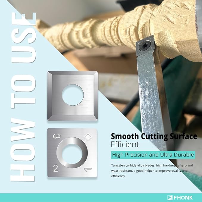 15mm Square Straight Carbide Cutters, for Woodturning Replacement Cutter Knives, Fits Spiral, Helical Planer Cutter, Wood Lathe Turning Tool, 10-Piece (15x15x2.5-30째(4R0.5))