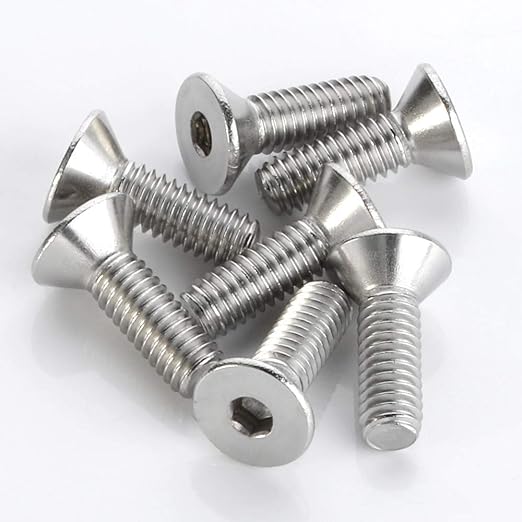 MewuDecor M6-1.0 x 40mm Flat Head Socket Cap Screws, Stainless Steel 18-8 (304), Bright Finish, DIN 7991, Allen Socket Drive, 25 PCS