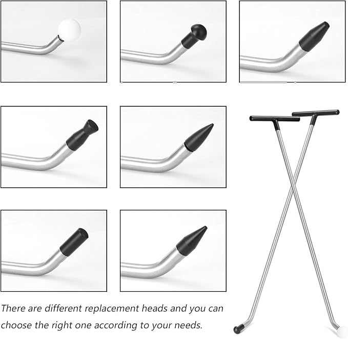 Shkalacar Car Dent Removal Rod Crowbars Car Body Paintless Dent Repairs Tool Kit with Multiple Replacement Heads for Dents Hail Damage Removal