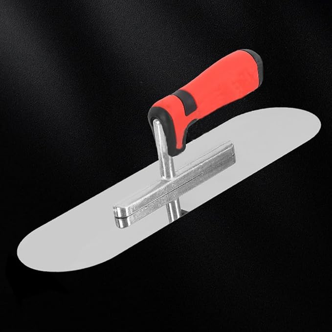 Concrete Tools Stainless Steel Pool Trowel, 11" x 4" Masonry Hand Tool with Soft Grip Handle, Lightweight, Plastering Trowel for Drywall Plastering Construction, Round End (Medium:11"L x 4"W)