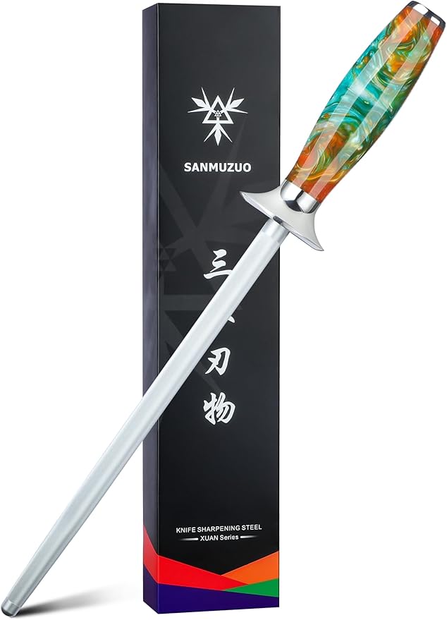 Honing Rod, Sharpening Steel for Kitchen Knives ??9" Honing Steel ??Resin Handle ??XUAN Series (Fantasy Orange)