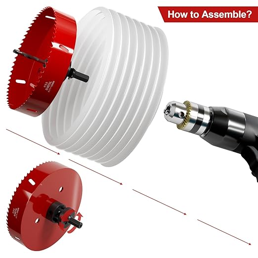 6.25" (159mm) Bi-Metal M42 High Speed Steel Hole Saw with Dust Bowl and Pilot Drill Bit, Smooth Cutting Edge for PVC, Drywall, Wood, Plastic, Gypsum Board, Rubber, Thin Metal