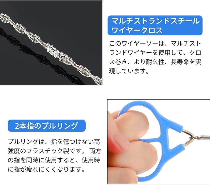 Survival Wire Saw, High Strength 2 Rings Flexible Steel Hand Wires Saws for Cutting Plastic