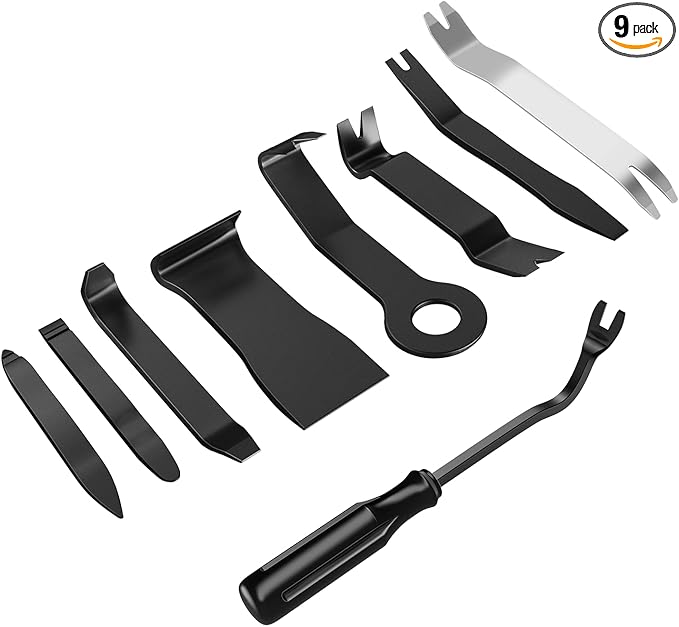 GOOACC 9PCS Auto Trim Removal Tool Kit No-Scratch Tool Kit for Car Audio Dash Window Molding Fastener Remover Tool Kit-Black