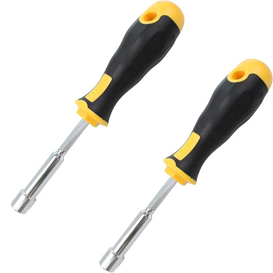 2PCS 8mm Socket Wrench Screwdriver, Hex Nut Driver, with 3.5 Inch Steel Shaft and Non-slip Handle for DIY Repairing