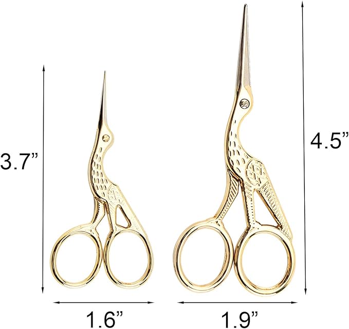 Vintage Stork Shape Sewing Scissors Stainless Steel Tailor Scissors Sharp Sewing Shears for Embroidery, Craft, Art Work & Everyday Use (6, Multicolour)