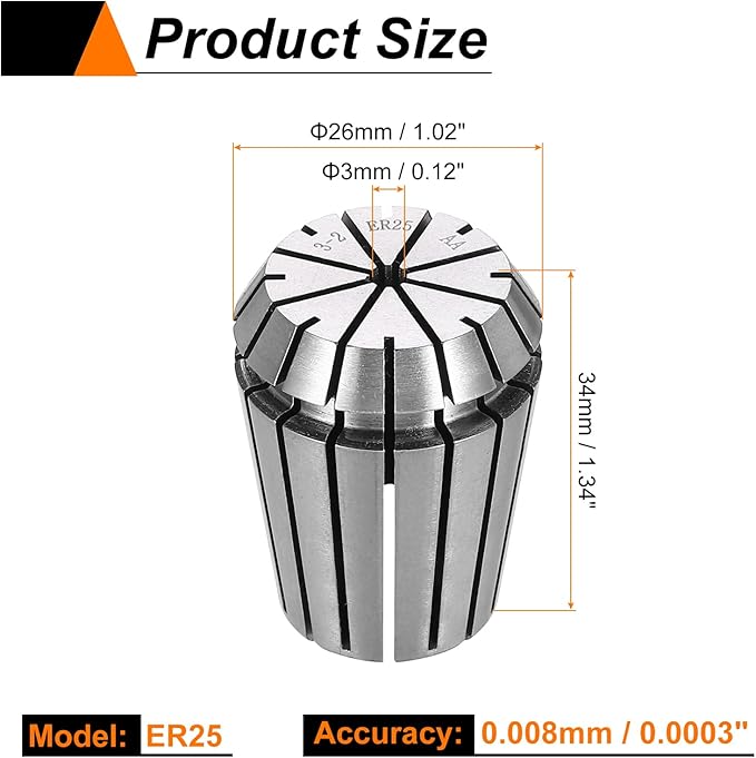 HARFINGTON Spring Collet Chuck ER25 3mm 65Mn Spring Steel Precision Router Collets for CNC Engraving Milling Lathe Tool
