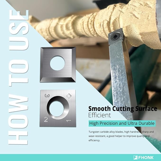 15mm Square Straight Carbide Cutters, for Woodturning Replacement Cutter Knives, Fits Spiral, Helical Planer Cutter, Wood Lathe Turning Tool, 10-Piece (15x15x2.5-30째)