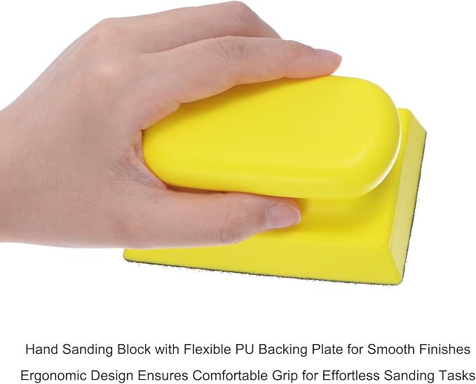 HARFINGTON 3pcs Hand Sanding Blocks Rectangle with Hook and Loop Backing for Wood Metal Car Polishing