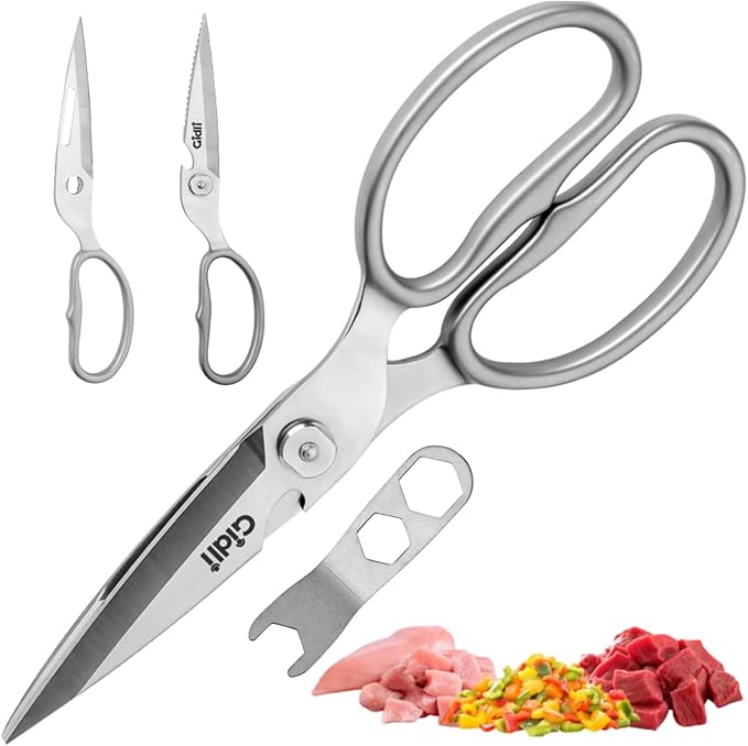 Premium Kitchen Scissors by Gidli ??Lifetime Replacement Warranty* - Heavy Duty Kitchen Shears for Food ??All-Purpose Stainless Steel Scissors ??Dishwasher Safe, Comes Apart for Easy Cleaning