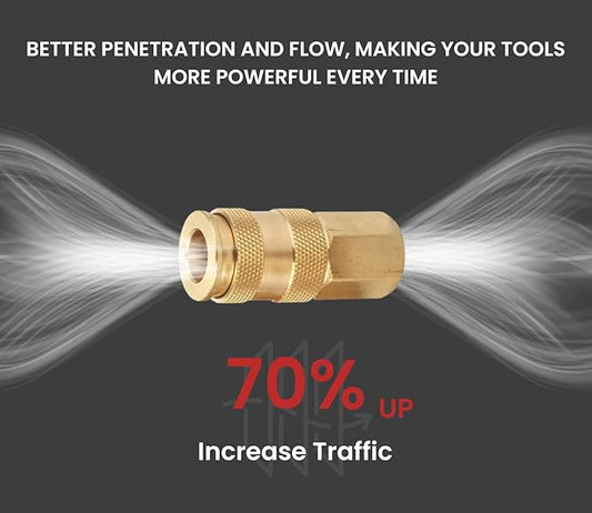 Pro High Flow Female Coupler Kit (10 Piece), V Style, 1/4 Inch NPT, Solid Brass Quick Connect Air Fittings Set